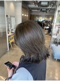 大人可愛い小顔くびれボブダークアッシュグレージュブリーチなし