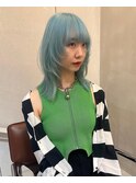 【KASUMI天神美容室】ハイトーン×海外レイヤー×水色