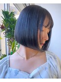 ネイビーカラー　デザインカラー　ケアブリーチ　ダブルカラー
