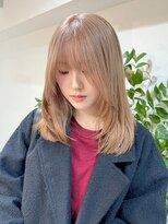ミルクティーベージュピンクベージュカラー顔周りレイヤー韓国
