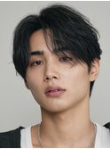 韓国風センターパートニュアンスパーマフェザーパーマメンズヘア
