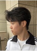 ニュアンスパーマ/メンズカット/センターパート/波巻きパーマ