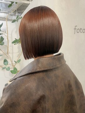 小顔黒髪オリーブグレーココアベージュボブ髪質改善ブリーチ新宿