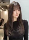 前髪カットロング韓国ヘア顔周りレイヤー小顔_m0002
