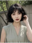 小顔ミディアムパーマミディアムデジタルパーマボブパーマ前髪