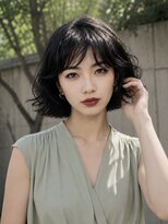 ノラ シブヤ(NORA)&nbsp;小顔ミディアムパーマミディアムデジタルパーマボブパーマ前髪