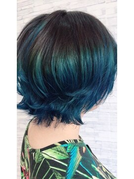 グラデーションカラー青緑 L ブルー Bleu のヘアカタログ ホットペッパービューティー