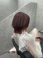 ファイブバイジエクト 堀江(FIVE by The Ect)&nbsp;アンブレラカラー　インナーカラー　インナー赤　インナーレッド