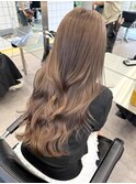 韓国ヘア顔周りレイヤーミルクティーベージュ暗めグレージュ