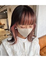 エラ(ere) 前髪インナーカラー バングカラー ピンクカラー