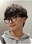 天神大名メンズパーマシャドウパーマシースルーマッシュウルフ