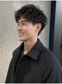 men's/ニュアンスパーマ/リバースセンターパート/眉毛/新宿
