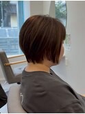 透明感ブラウン/ナチュラルショートボブ/艶髪