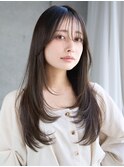 レイヤーカット毛先ワンカールくせ毛風カール薄めバングデジパ