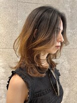 ピークアブー 原宿ハラカド(PEEK-A-BOO)&nbsp;☆顔まわりレイヤーくびれミディアムカット原宿30代40代ブラウン