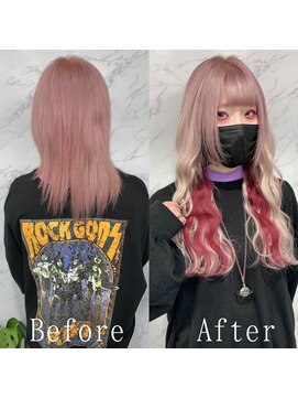 あるじゃんすー さいたま店 ホワイトベージュ×チェリーピンク#シールエクステ#大宮