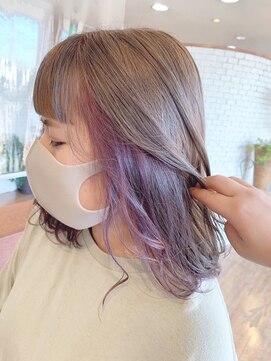 if ミルクティーベージュ×ピンクパープル×インナーカラー