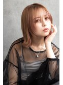 小顔外ハネミディアムアッシュ20代30代40代くびれミディ韓国ヘア