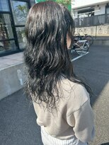 ヘアーアンドエステ ハラダ 滝ノ水店(Hair&Esthe Harada)&nbsp;セミロングパーマ/透明感ブルーブラック