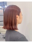 大人可愛い30代40代小顔/外ハネボブ/くびれボブ/ピンクベージュ
