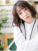 ★韓国風切りっぱなしゆるふわぱっつんボブパーマ20代30代★1