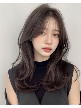 オンク 新宿(onk) 黒髪/グレーベージュ/レイヤーロング/前髪パーマ[新宿駅]