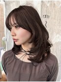 くびれレイヤーカット/ミディアムヘア/シャギー/30代/40代/50代