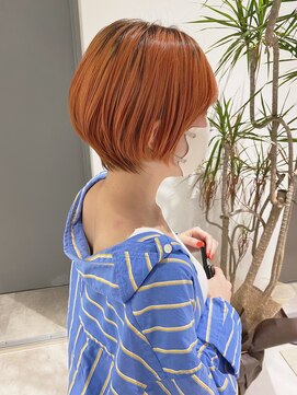 フレームプラス 御堂筋難波店(FRAME +) オレンジ×ショートボブ