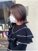インナーカラー イヤリングカラー 切りっぱなし ボブ
