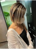 バレイヤージュショコラアッシュハイライトグレージュカラー