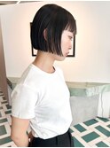 顎上ボブ×地毛風カラー