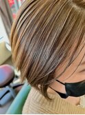 白髪ぼかし　ケアブリーチシークレットハイライト　藤枝美容室