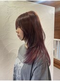 ピンクブラウン お顔まわりレイヤー/豊橋