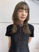 パーク 福岡天神西通り店(parc)&nbsp;ロングウルフ ブリーチなしダブルカラー オリーブベージュ