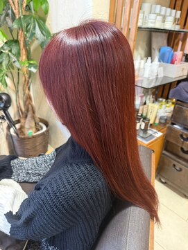 ヘアリゾート粋 ティガ 池袋店(tiga) 質感再生カラー/ブラウンレッド/ストレートロング