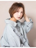 ふんわりパーマのフレンチボブ×ベージュブラウン【銀座/築地】