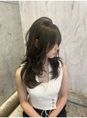 ミディアムヘア暗めカラー/デザインカラー/フェイスフレーミング