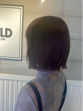 ギルド 清瀬店(GUILD) 艶感ワインレッドの切りっぱなしボブ