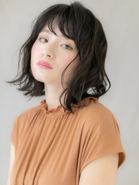カバーヘア ブリス 志木南口駅前店(COVER HAIR bliss) クラゲカット黒髪外ハネゆるふわボブウルフパーマ20代30代W志木