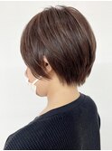 大人かわいい★耳かけショートヘアラベンダーベージュツヤ髪30代