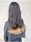 推し色裾カラー　毛先カラー
