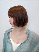 大人ショートボブ前髪ありフェイスレイヤー内巻き丸顔絶壁 K0827