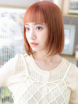 カバーヘア ブリス 大宮西口(COVER HAIR bliss) アプリコットオレンジ小顔切りっぱなしボブTc2大宮10代20代30代