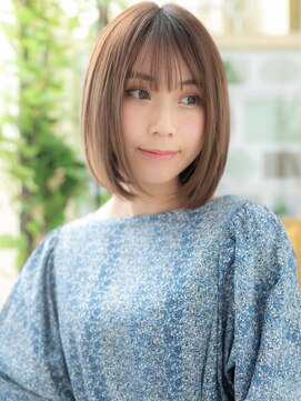 カバーヘア ブリス 大宮西口(COVER HAIR bliss) ■マロンベージュ前下がり切りっぱなしボブ307-4大宮30代40代