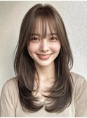 *20代30代40代★韓国大人可愛いモテ髪シースルーバングロング