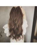 ツヤカラー/ウェーブ巻き/ベージュピンク/ウェーブ巻き