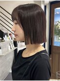 大人ボブ姫カットワンカール前髪ショコラベージュココアベージュ