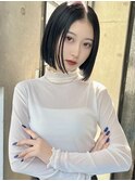 【清水豊】黒髪ワンレンボブ　大人ボブ　センターパート