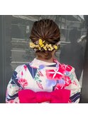 浴衣ヘアセット/浴衣ヘアアレンジ/浴衣着付け/花火着付け