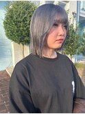 ハイトーン/ぱっつん前髪/ベーシックボブ/ホワイトシルバー